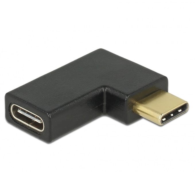 Premium USB-C naar USB-C adapter - haaks naar links/rechts - USB3.2 (tot 10 Gbit/s) - PD tot 20V/5A / zwart