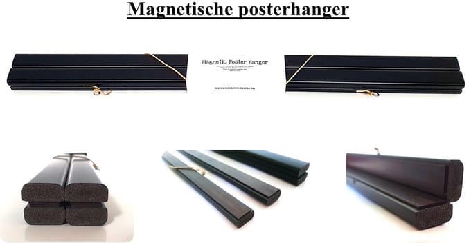 Magnetische posterhanger - Posterstrip - hout - zwart - 91 cm