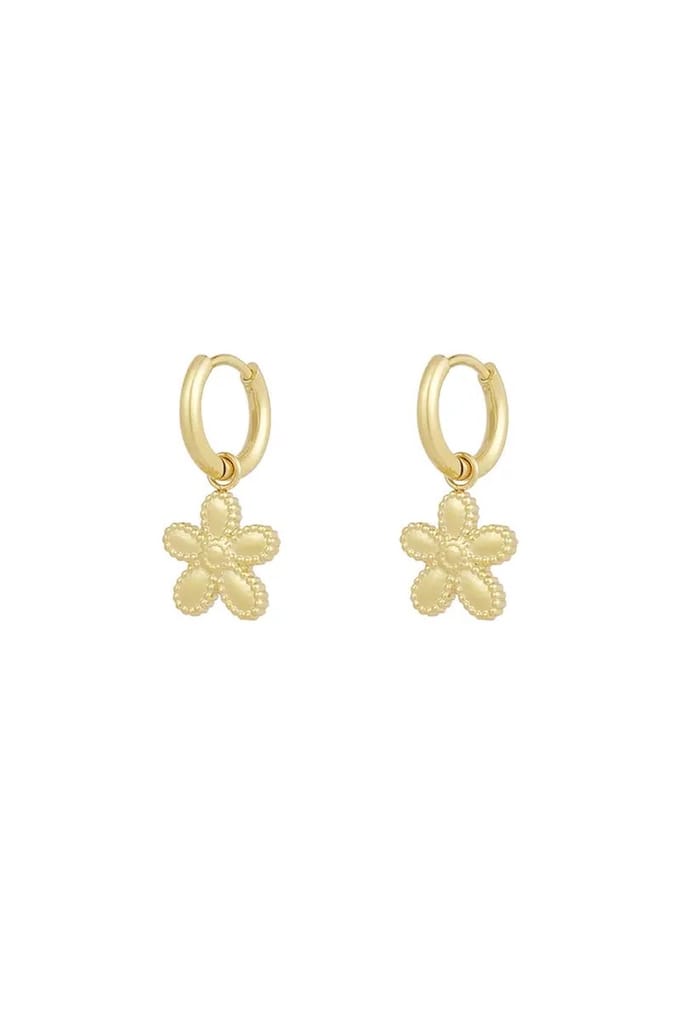 Oorbellen hangers bloem - goud - yehwang- dames - sieraden stainless steel - waterproof - Flower - basic