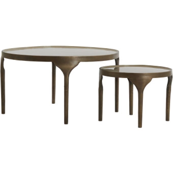 Light & Living - Bijzettafel LAPAZ - Ø85x45cm - Brons - Set van 2