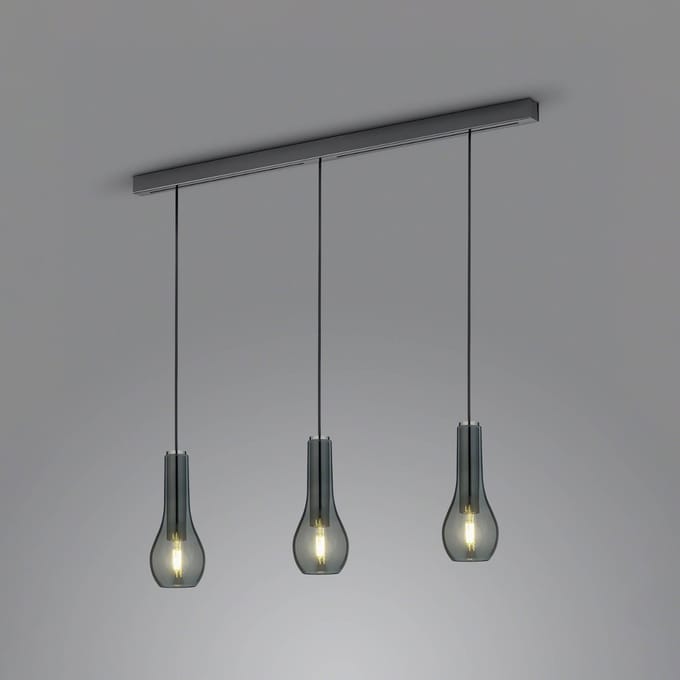 Helestra Hanglamp Gara met drie rookglas-kappen