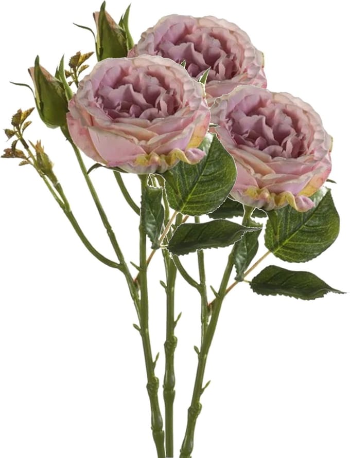 Emerald Kunstbloem roos Anne - 3x - paars - 37 cm - decoratie bloemen