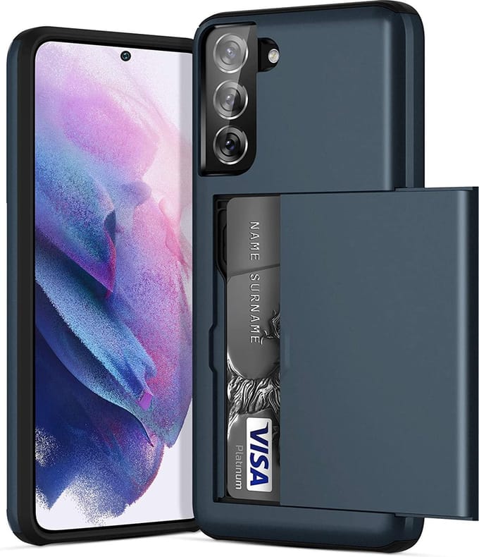 Backcover geschikt voor Samsung Galaxy S21 Plus - Donkerblauw - Hard PC - Pasjeshouder