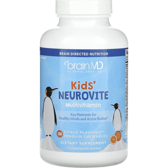 BrainMD, pour enfants, multivitamines Neurovite, agrumes, à croquer, 120 comprimés