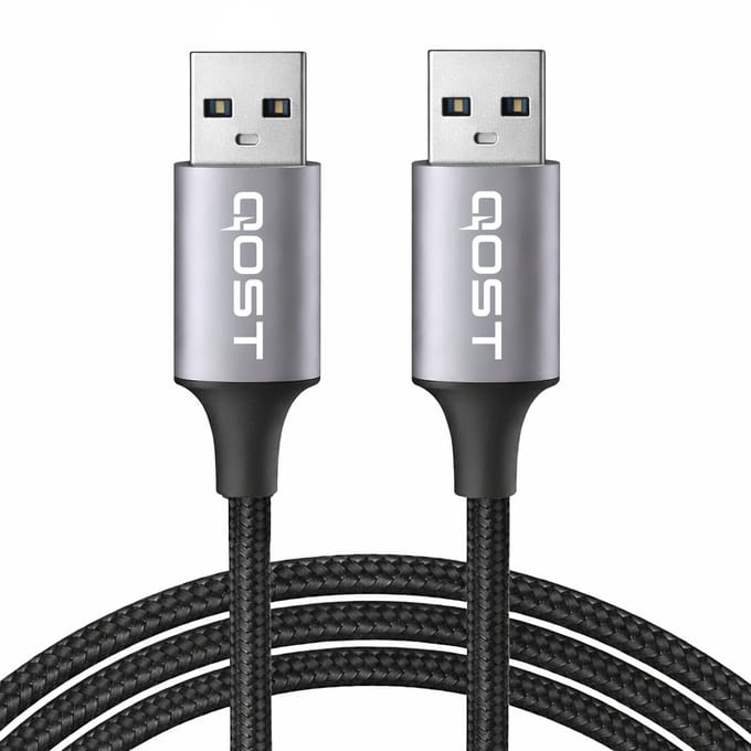 Qost - USB-A 3.0 naar USB-A 3.0 Kabel- 5 Gbps - Datakabel - USB Verlengkabel - 2 Meter - Spacegrey