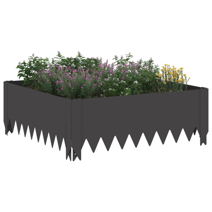 vidaXL - Gazonrand - 60 - x - 60 - x - 20 - cm - Staal - Zwart