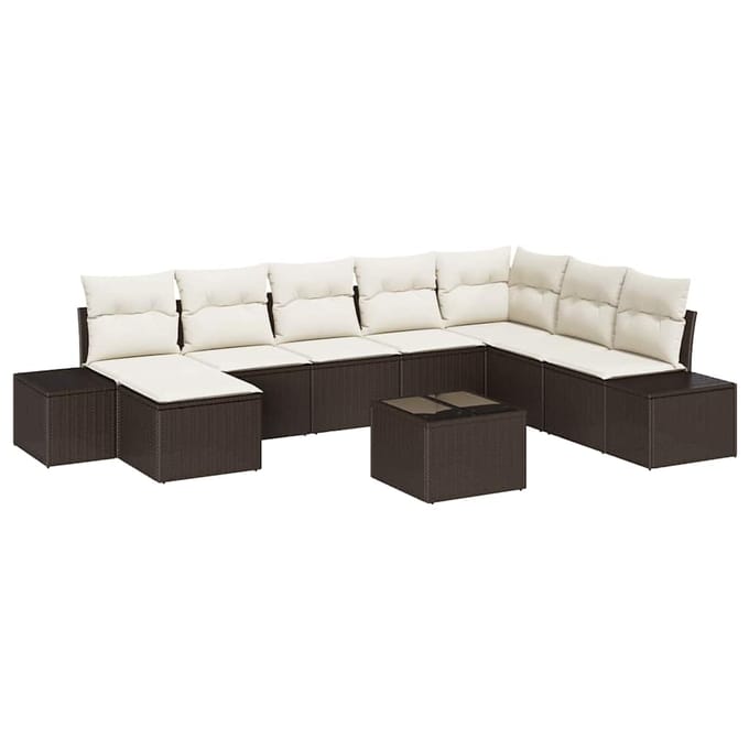 vidaXL Tuin Sofa Set 9 st Bruin poly rattan