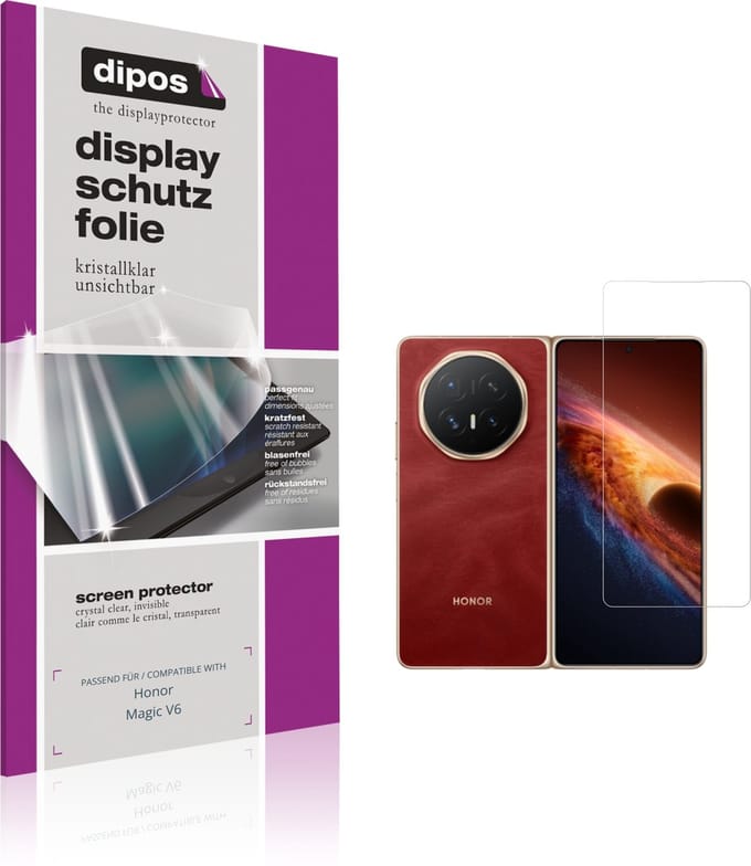 dipos – 4x Beschermfolie geschikt voor Honor Magic V6 Aussenseite | Krasbestendige & heldere Screenprotector Ultra-Thin