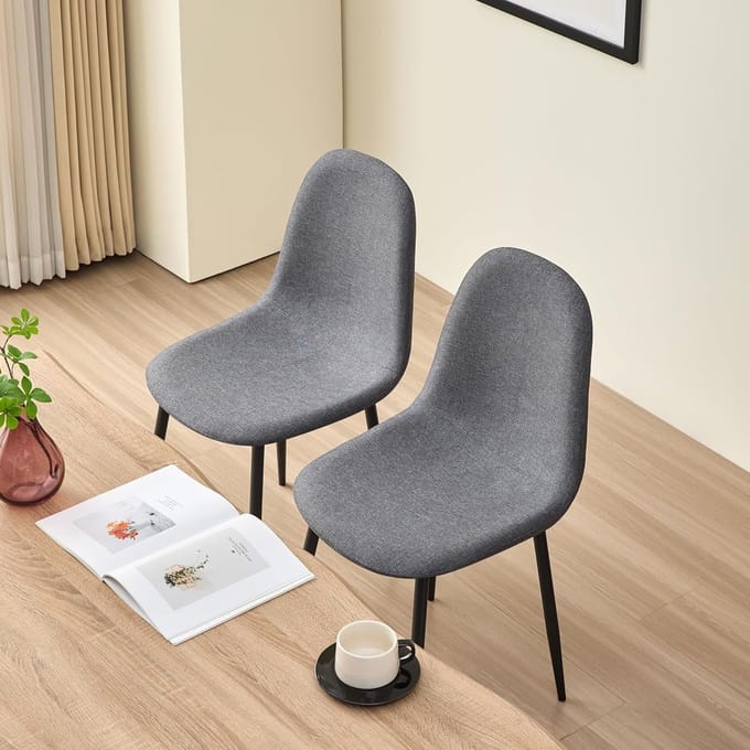Berlin Luxe Gestoffeerde Eetkamerstoelen Set van 4 Grijs – 55 x 44 x 85 cm