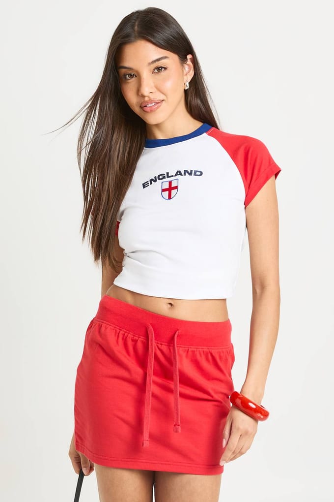 boohoo Dames Voetbal Mini Rok Met Trekkoord | Rood | Maat: 36
