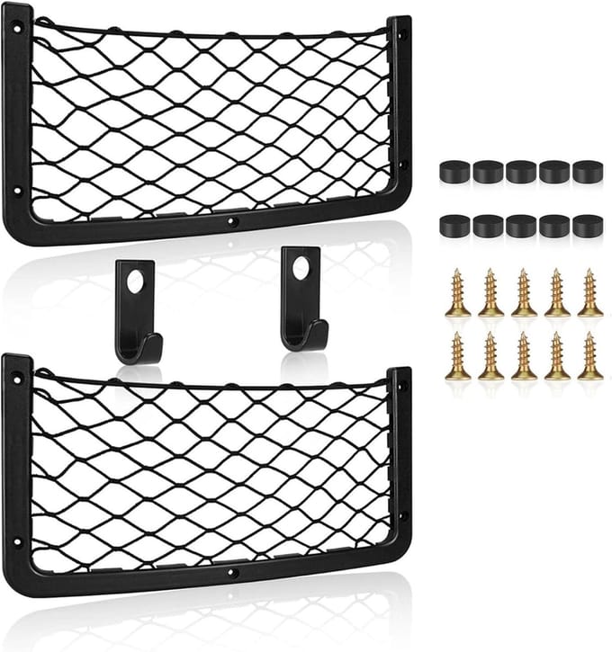 Famanu – Multifunctioneel elastisch opbergnet – Diverse maten – Voor auto, camper, boot en thuisgebruik – Met schroeven