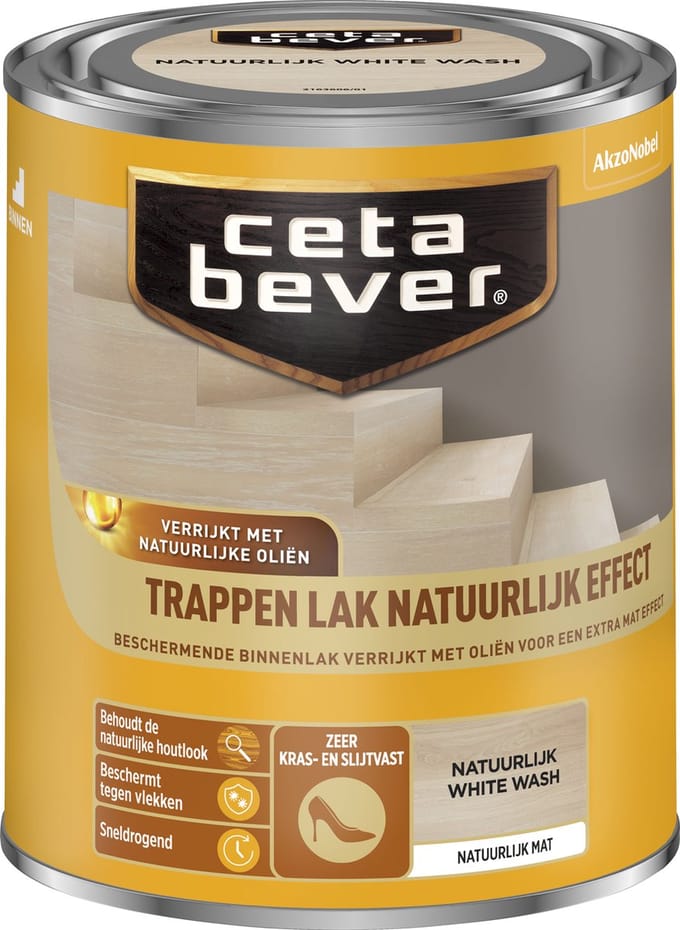 Cetabever - Trappenlak Natuurlijk Effect - Natuurlijk White Wash - 750 Ml