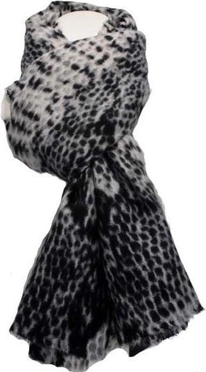 Winter Sjaal Dames Sjaal Grijs-Zwart Met Slangen Print