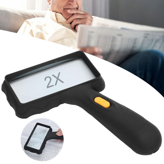 2x Vergrootglas Handheld Rechthoekige Vergrootglas met 2 LED-lampjes voor Lezen Sieraden