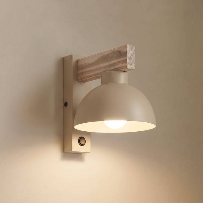 TK Lighting wandlamp Oslo, zandkleurig, metaal, 20 cm hoog, E27