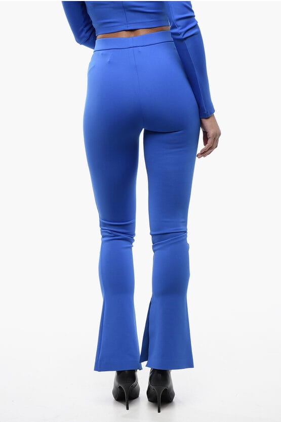 Effen legging met enkelsplit in blauw