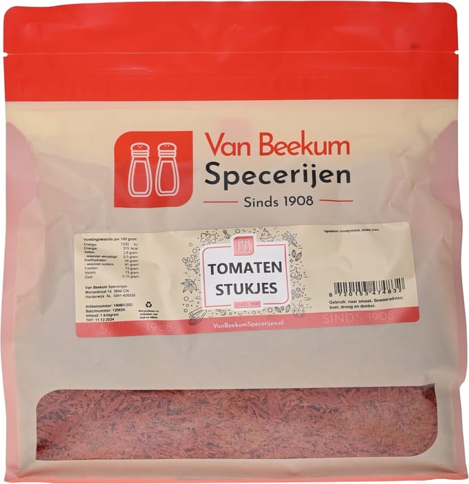 Van Beekum Specerijen - Tomaten Stukjes - 1 KG (hersluitbare stazak)