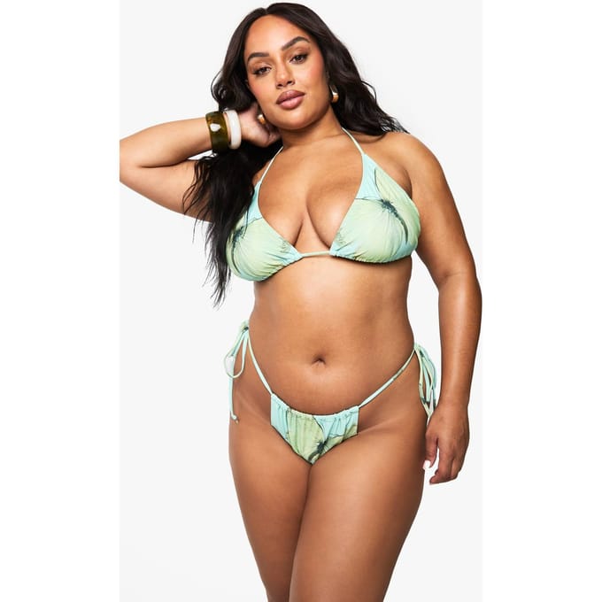 boohoo Dames PLUS VLINDER OVERSIZED PRINT DRIEHOEK BIKINI | Maat: 26