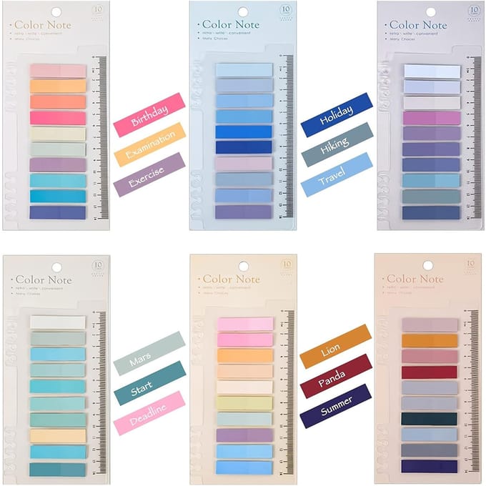 Set van 1200 plaknotities met liniaal voor indexlabels en bladwijzers in 60 kleuren. gray