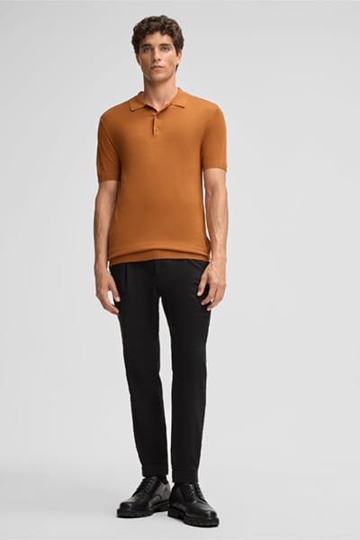 Gebreid poloshirt Vadim, oker