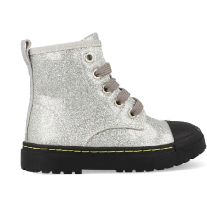 Shoesme zilvermetallic lage bikerboot met stootneus