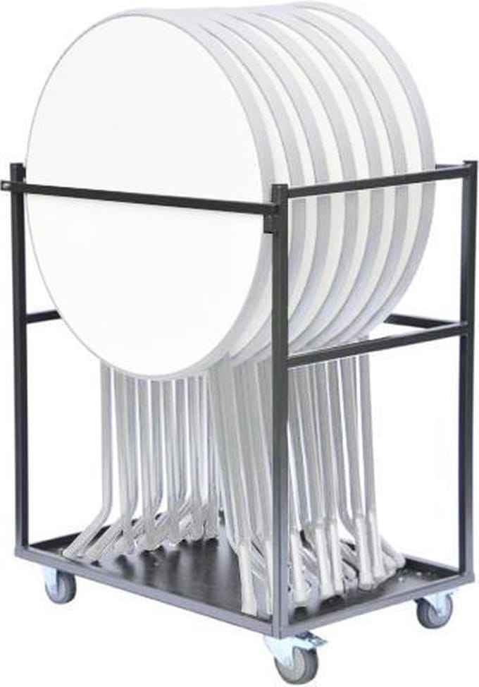 7x statafel Basic - in transportkar - wit
