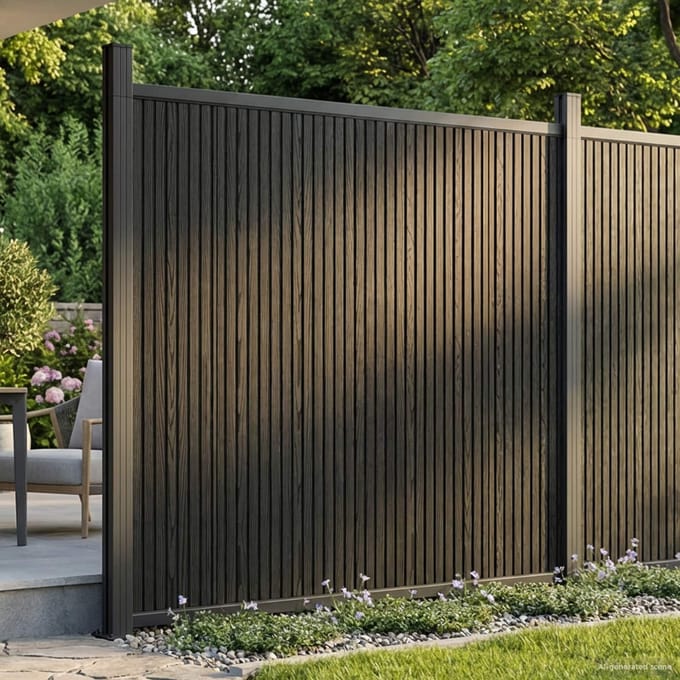 vidaXL - Hekpaneel - WPC - en - Aluminium - Zwart