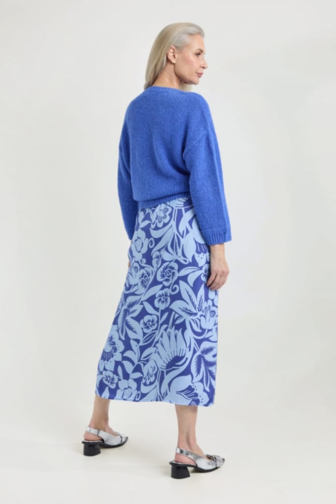 Josephine & Co Sia Skirt Ocean Blue Print Maat: 36 | Midi Rokken Outlet | Dames | Blauw