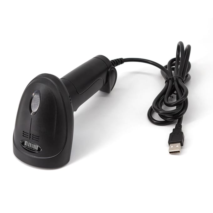 Scanner de codes-barres 1D Connexion filaire USB Tête de balayage CCD pour codes sur papier et écran Compatible avec Windows Android USB Connect black