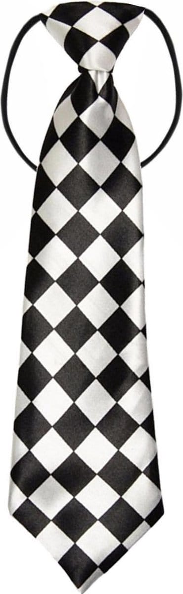 Fako Fashion - Kinderstropdas - Kinder Stropdas - Jongens Stropdas - Das - Print - Elastiek - Blok Zwart/Wit