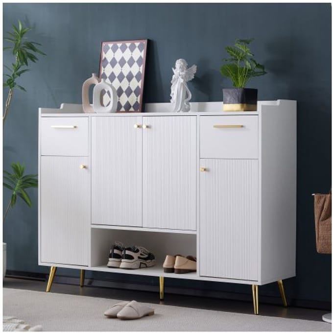 Schoenkast - MUVOE - 2 lades - 4 deuren - Wit - Modern design