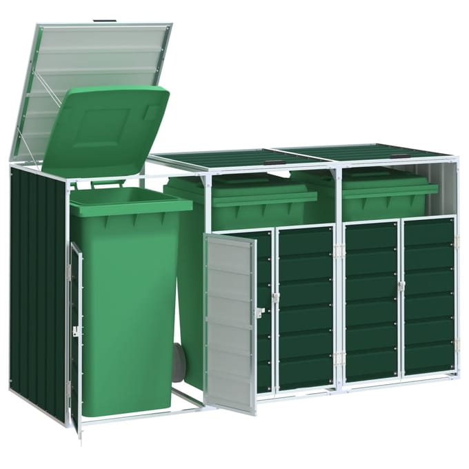 vidaXL - Containerberging - voor - 3 - containers - 216x81x115 - cm - staal - groen