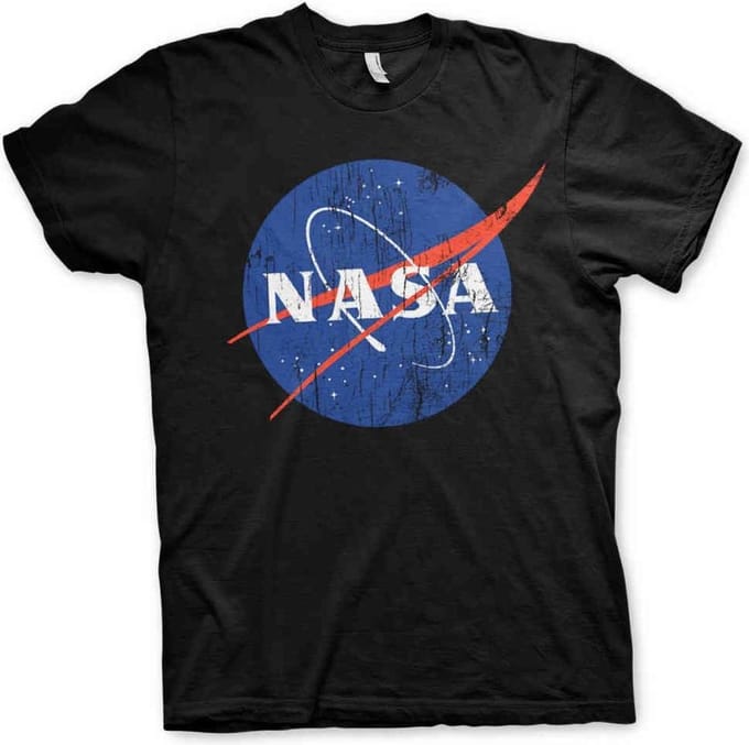 NASA Heren Tshirt -2XL- Washed Insignia Zwart