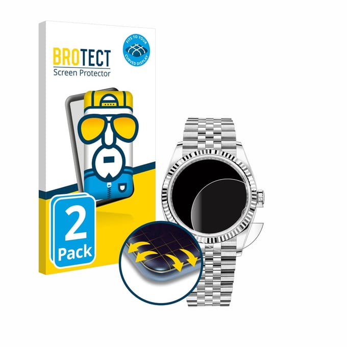 BROTECT - Screenprotector voor Rolex Datejust 36 - Folie Beschermfolie transparant volledig dekking - 2 Stuks