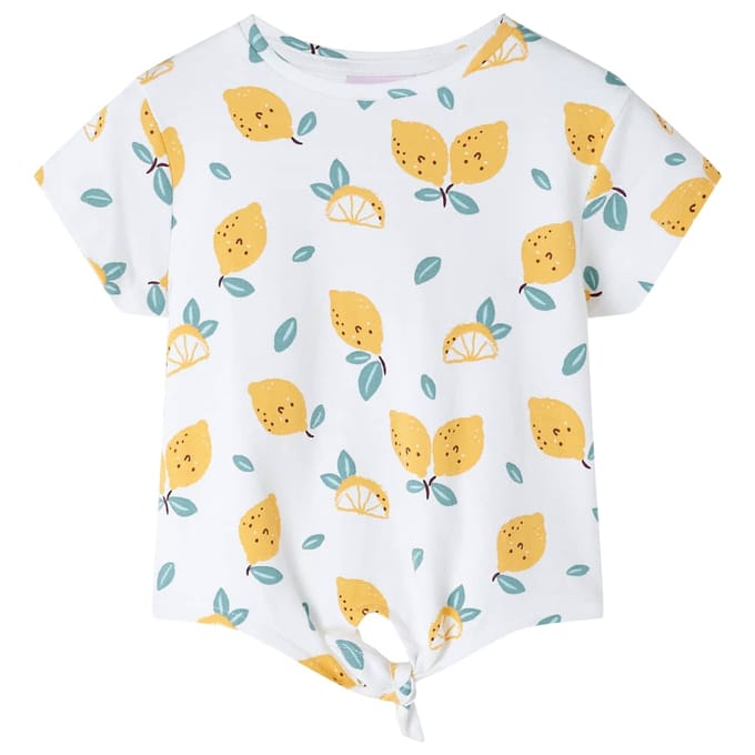 vidaXL Kindershirt met knoop in de zoom 92 ecru