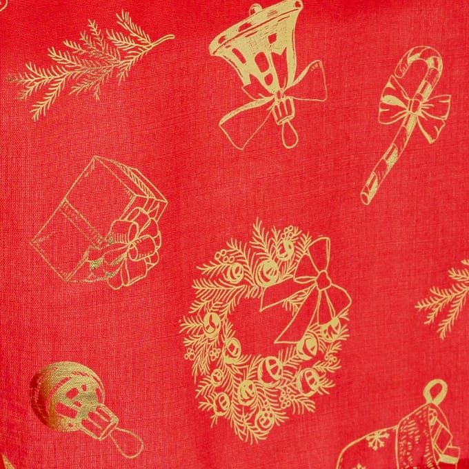 Feeric christmas tafelkleed Kerst - rood/goud -polyester -360 x 140 cm