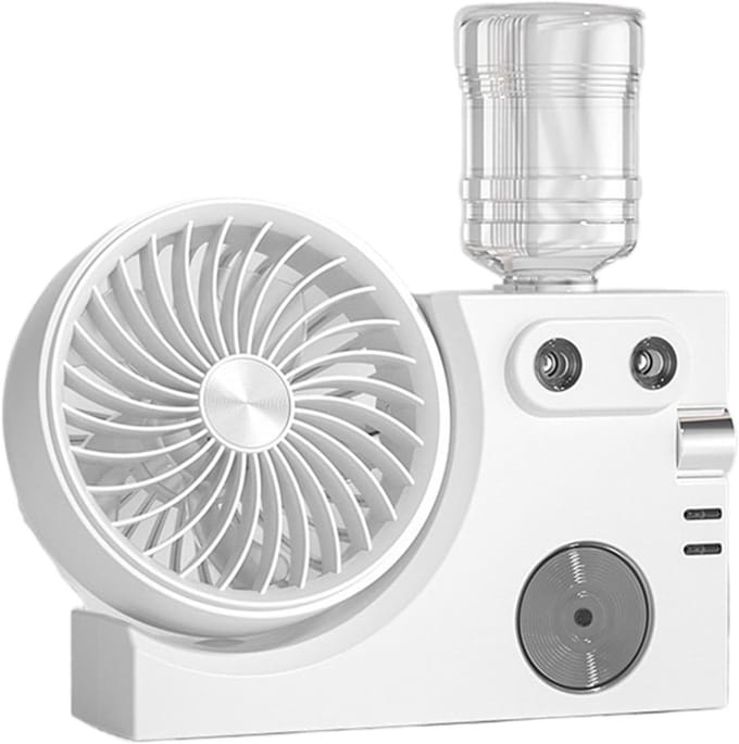 Mistventilator - Vernevelende ventilator - Persoonlijke verkoeling - Dubbele nozzle - 7x23x7 cm - Wit