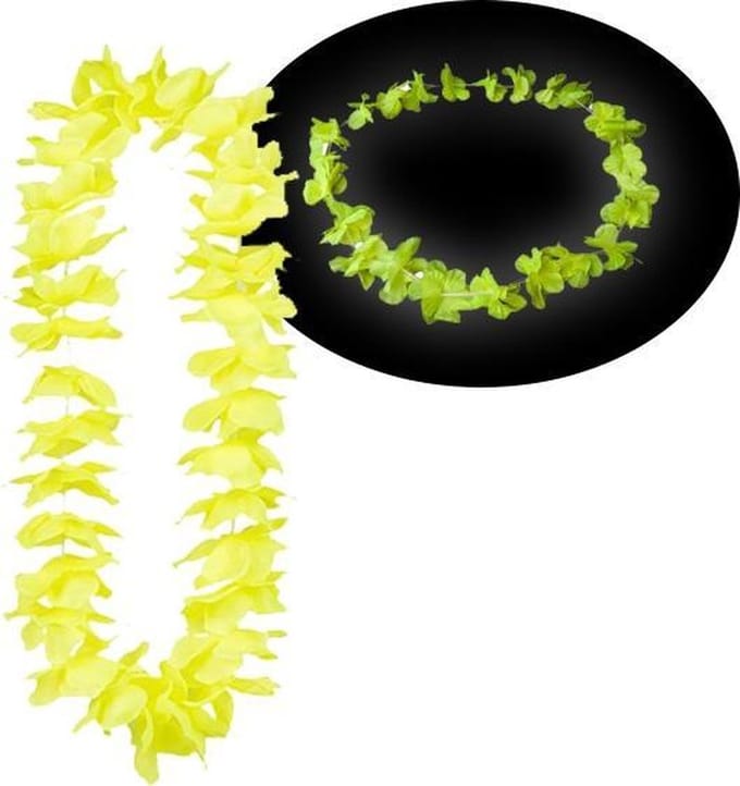 Neon gele Hawaii kransen 12 stuks