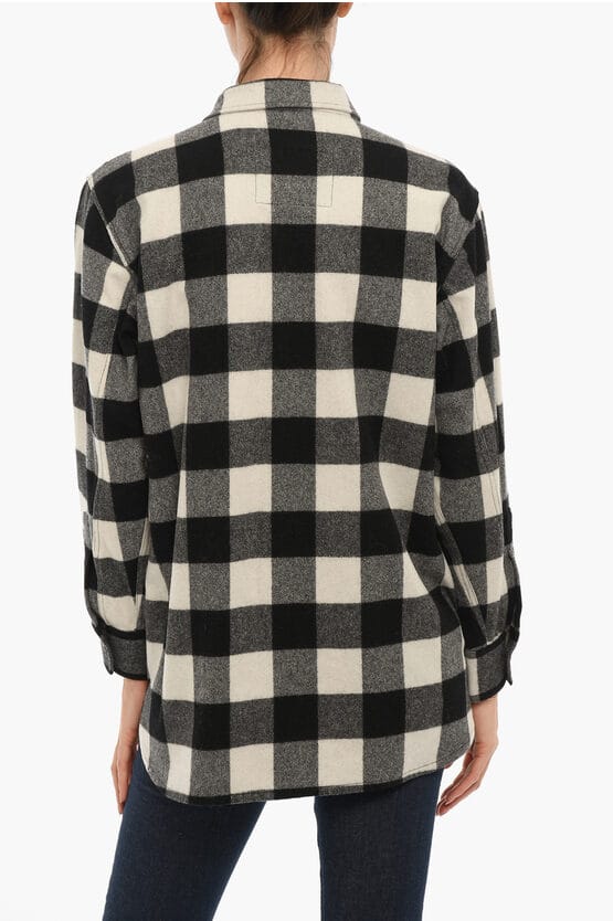 ARCHIEF Buffalo Checked POPOVER Overshirt met Dubbele Borst in Zwart & Wit