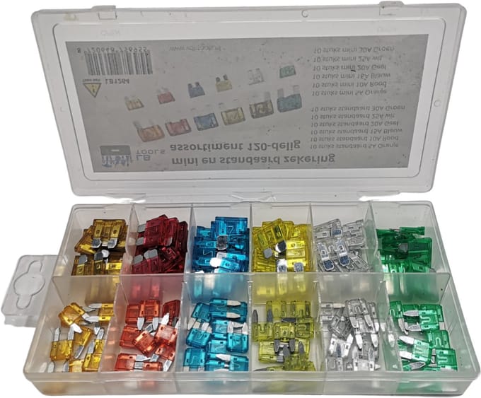 LB Tools mini en standaard steekzekering assortiment autozekeringen 120 delig zekering universeel 5A, 10A, 15A, 20A, 25A, en 30A