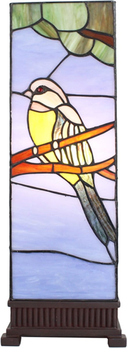 Lumilamp Tiffany Tafellamp 18x18x48 cm Blauw Glas Vogel