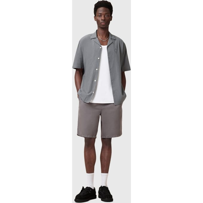 AllSaints Haven Ss Shirt Pillar Grey Größe: L | Casual hemden Outlet | Herren | Grau
