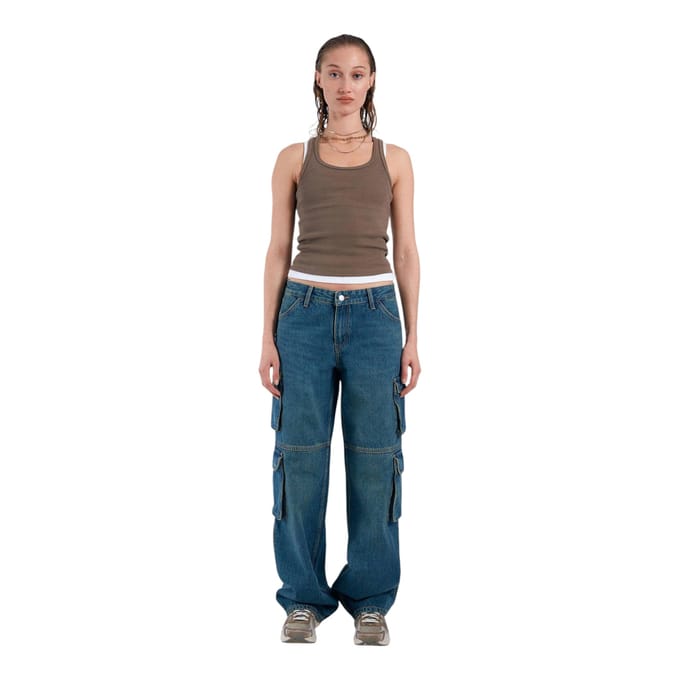 denim heuvel multi cargo jeans - blauwe stroom midden groenachtig
