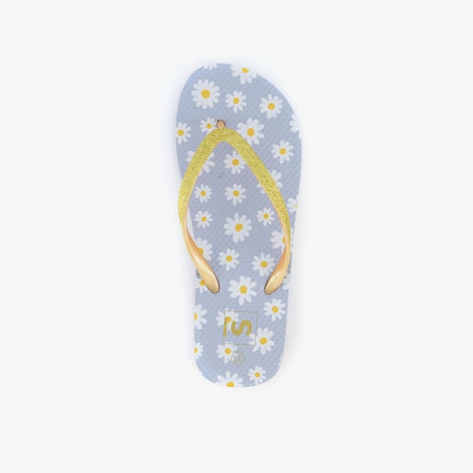 Dames teenslippers met madeliefjes blauw - Maat 37