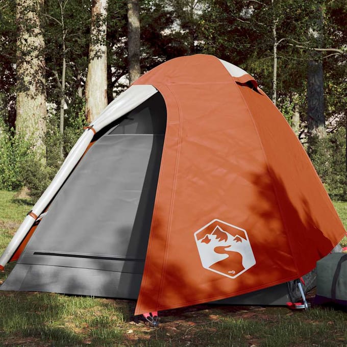 vidaXL - Koepeltent - 2-persoons - waterdicht - grijs - en - oranje
