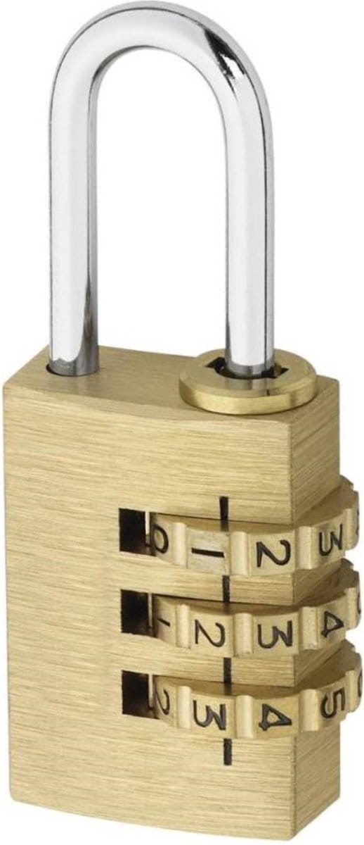 Tri-Circle Compact hangslot - Driecijferige code - Messing - 20 mm