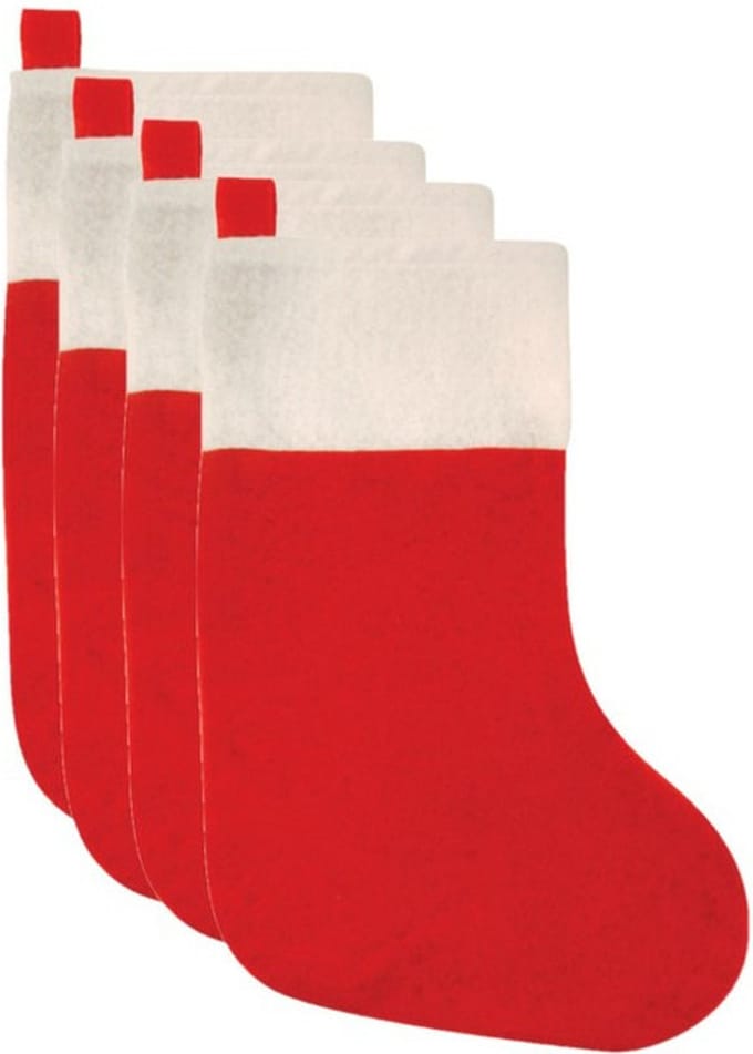 Kerstsokken - rood - 4 stuks - 41 cm - 20 x 41 cm - polyester
