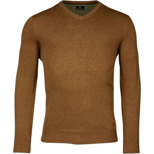Baileys Trui Cotton Uni V-Neck Single Knit Choco Brown / male