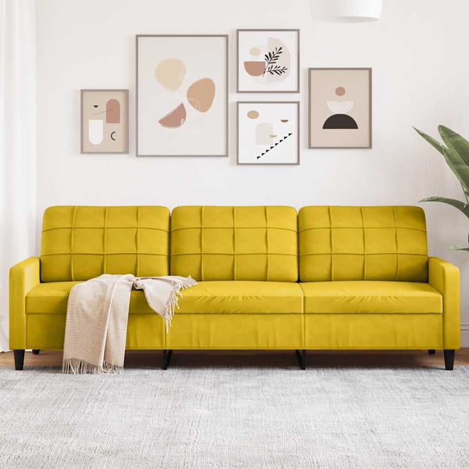 vidaXL - Driezitsbank - 210 - cm - fluweel - geel