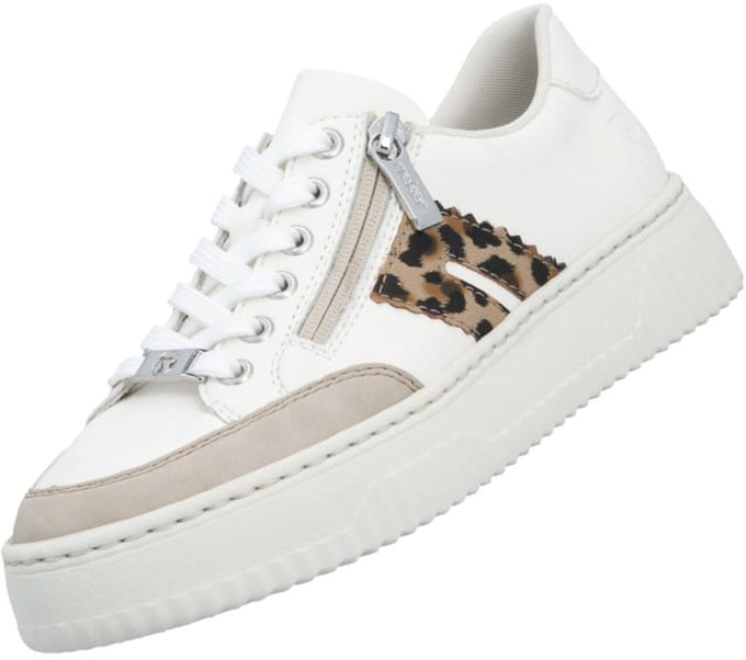 Rieker dames leren sneaker wit/beige